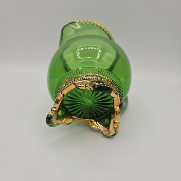 Vintage EAPG US Glass‎ Green Colorado Lacy Medallion Footed Creamer Collectible - Picture 5 of 7